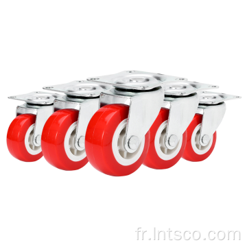 Roulettes pivotantes en PVC rouge de 2,5 pouces